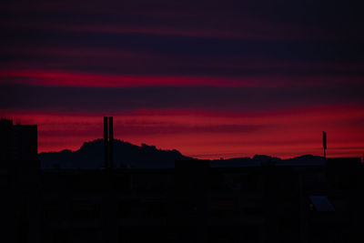 Silhouette buildings against sky during sunset