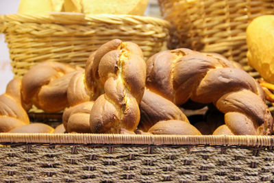 Close-up of breads in baskets