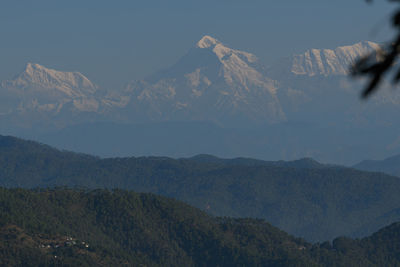 Scenic view of mountains against sky