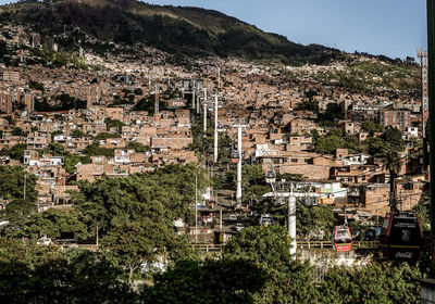 High angle view of townscape against sky