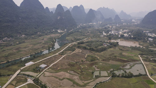 Aerial view of agricultural landscape