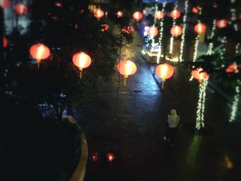 Close-up of illuminated lights at night