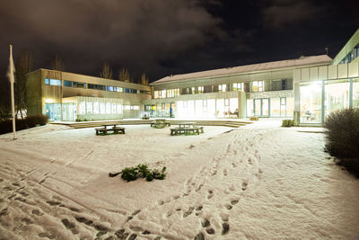 Illuminated building at night