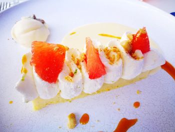 Close-up of dessert served in plate