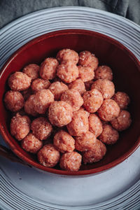 High angle view of fruits in container