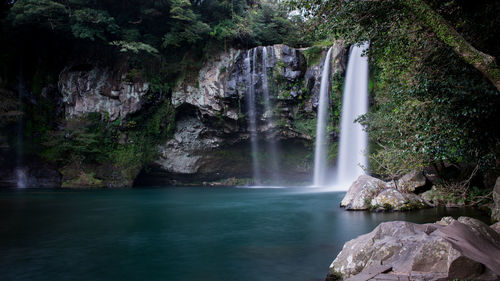 Cheonjeyeon waterfalls of jeju island, korea