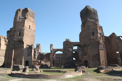 Low angle view of old ruin castle