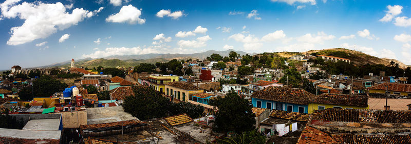 High angle view of townscape against sky