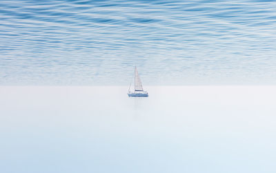 High angle view of boats sailing in sea