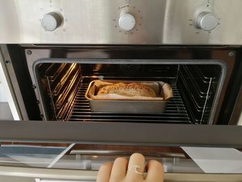 Close-up of preparing food in kitchen