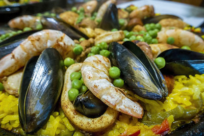 High angle view of seafood in plate