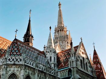 Low angle view of temple building against sky