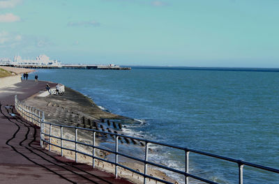 Scenic view of sea against clear sky