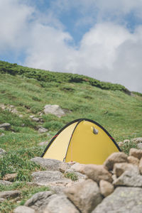 Tent against sky