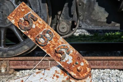 Close-up of rusty machine part