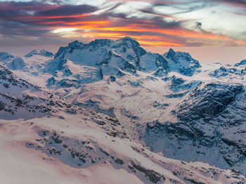 Aerial view on zermatt valley and matterhorn peak