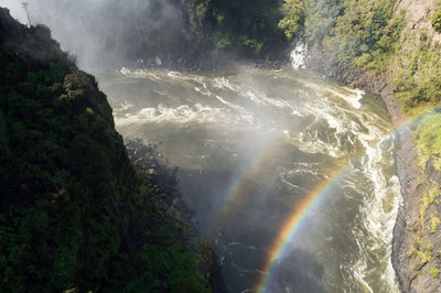 Scenic view of waterfall