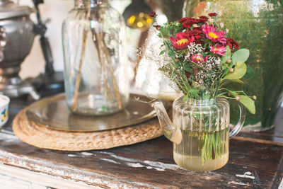 Flowers in glass vase