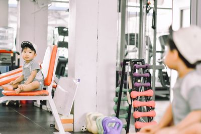 Man exercising in gym