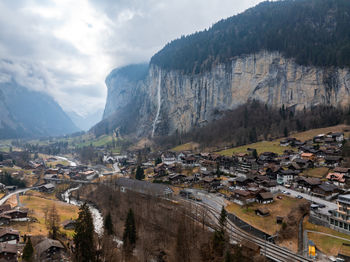 High angle view of townscape against sky