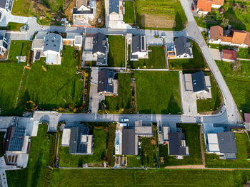 High angle view of buildings in city