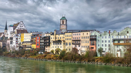 View of wasserburg am inn from inn river, germany