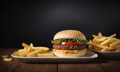 Close-up of burger in plate