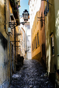 Alley amidst buildings against sky