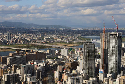 Aerial view of buildings in city