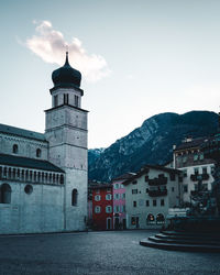 View of buildings in town against sky