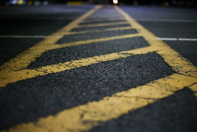 Surface level of zebra crossing on road