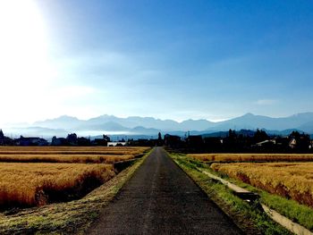 Road passing through field