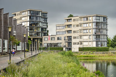 Modern neighbourhood in zwolle in summertime