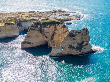 High angle view of rocks on beach