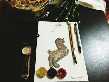 High angle view of fruits on table