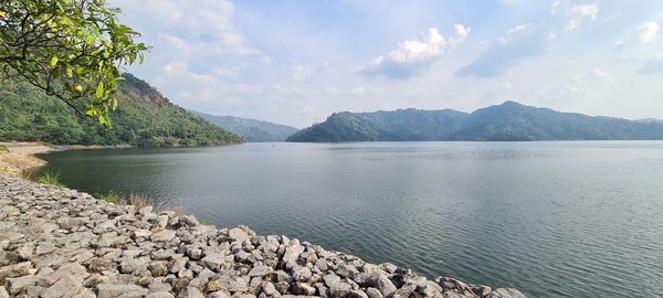 Scenic view of lake against sky