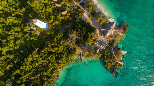 Aerial view of the chumbe island coral park, zanzibar