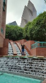 View of fountain in city