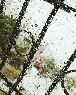Close-up of water drops on glass