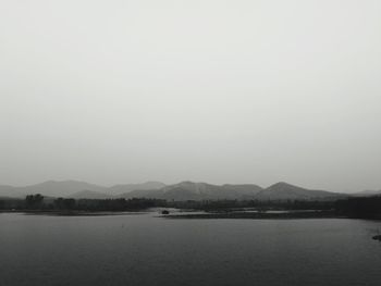 Scenic view of lake against clear sky