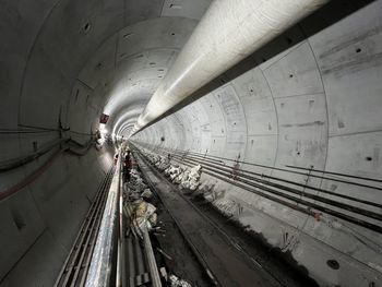 High angle view of escalator