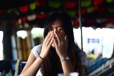 Woman looking at camera