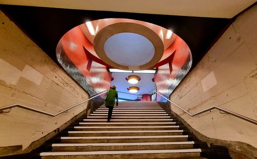 Low angle view of staircase in subway