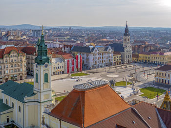 High angle view of townscape against sky