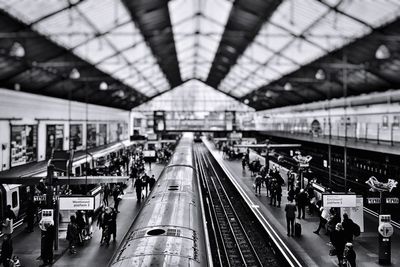People at railroad station
