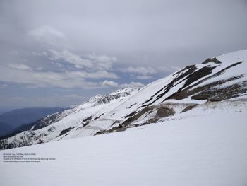 Scenic view of snow covered mountains