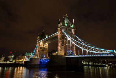 Bridge over river at night