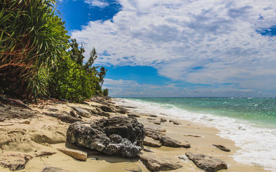 Scenic view of beach against sky