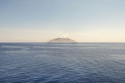 Landscape of montecristo island lost in the italian sea on a beautiful day with clear sky