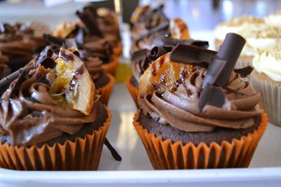 Close-up of cupcakes on table
